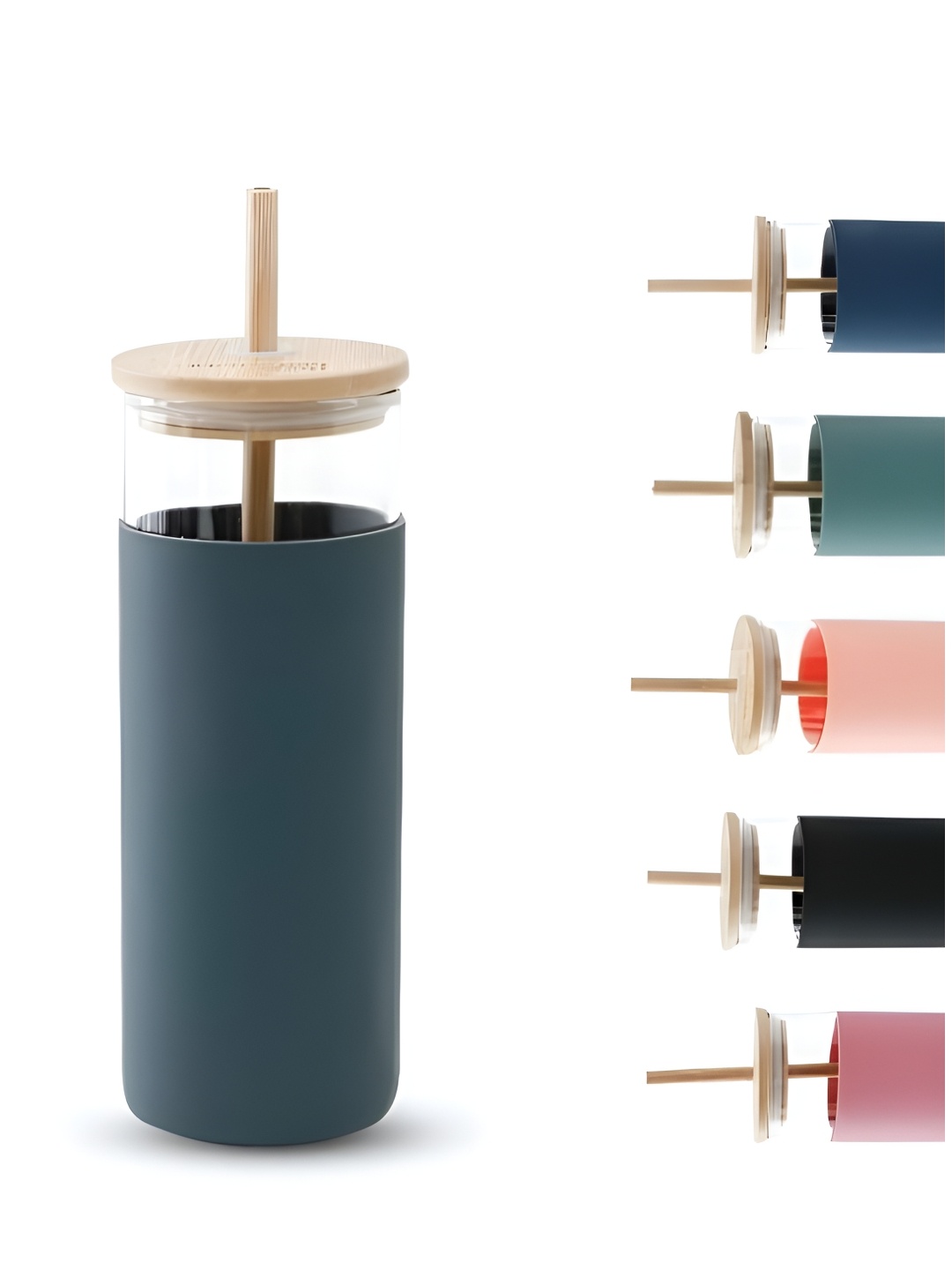 

WELOUR Grey Bamboo Glass Water Bottle 450 ML