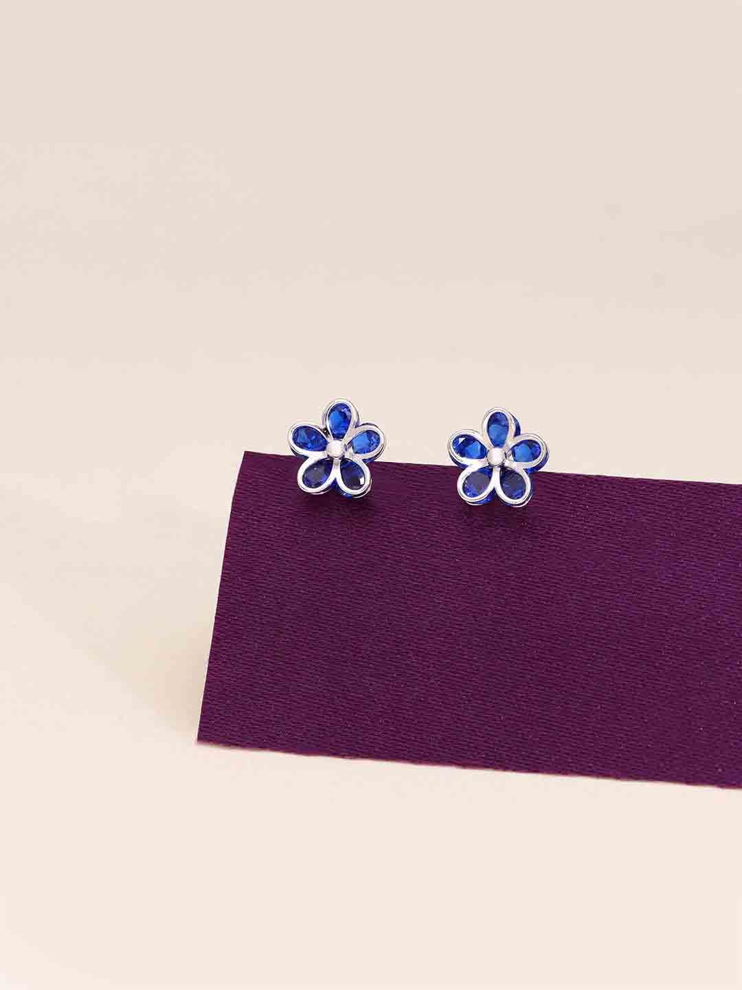 

KAI JEWEL Rhodium Plated Cubic Zirconia Sterling Silver Floral Studs