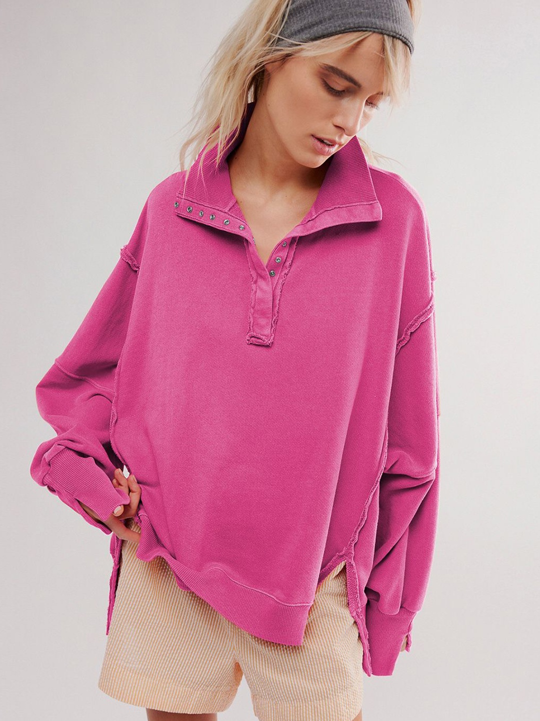 

JC Mode Women Oversized Sweatshirt, Rose