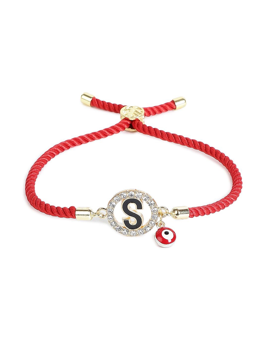 

EL REGALO Evil Eye Artificial Stones Charm Studded Bracelet, Red