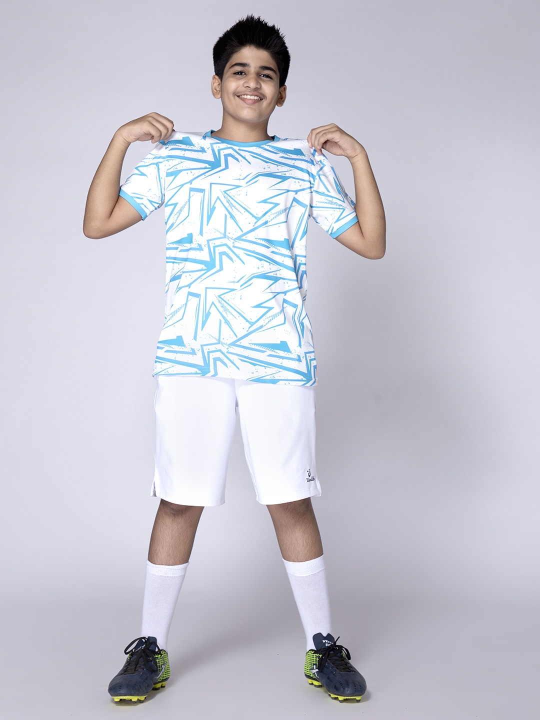 

UMILDO Boys Printed T-shirt with Shorts, White