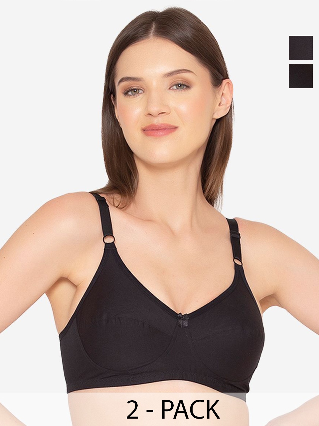 

GROVERSONS Paris Beauty Pack of 2 Women Non-Padded Full Coverage Bra, Black