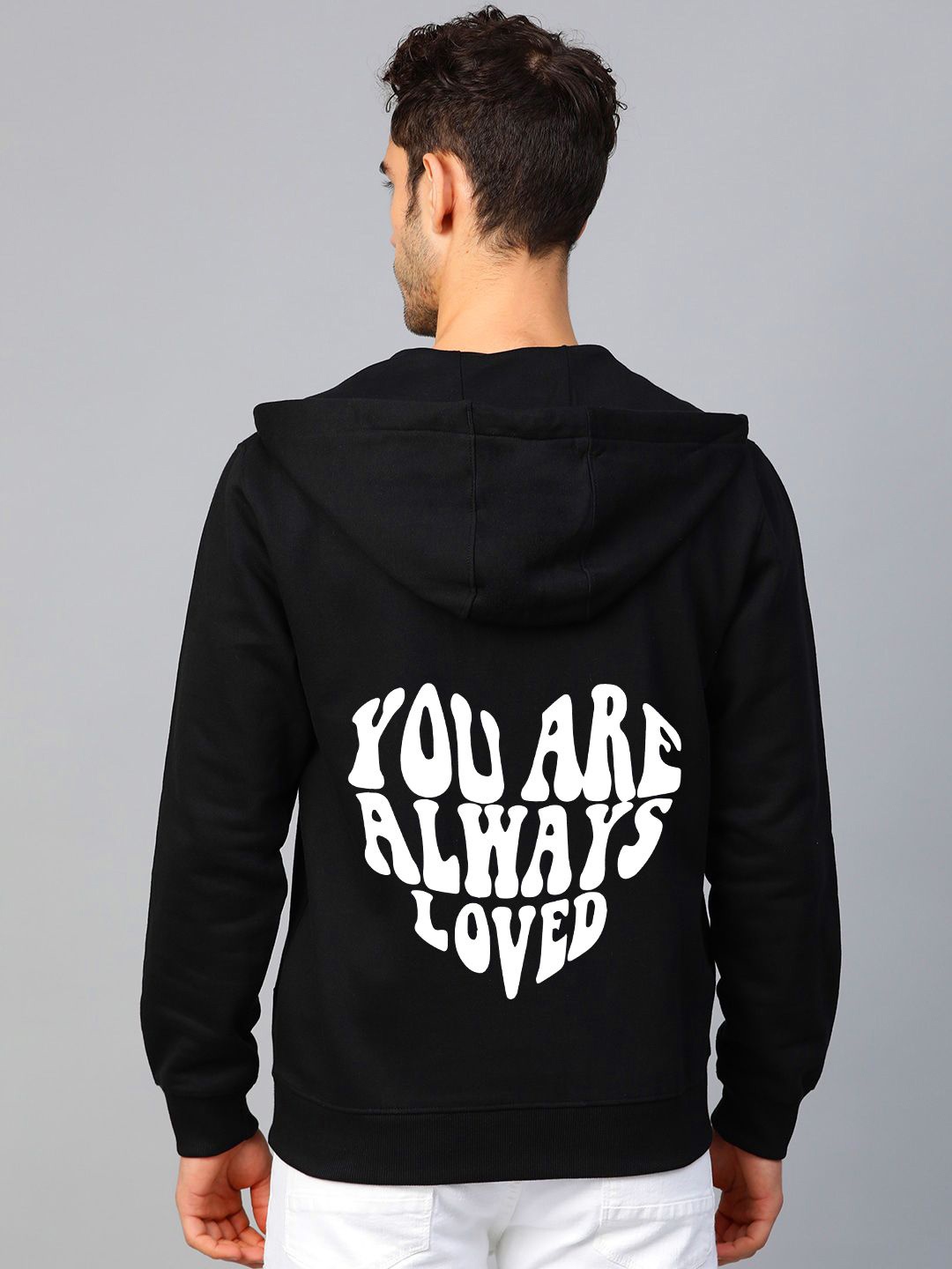 

FALTU.CO Men Graphic Printed Hooded Sweatshirt, Black