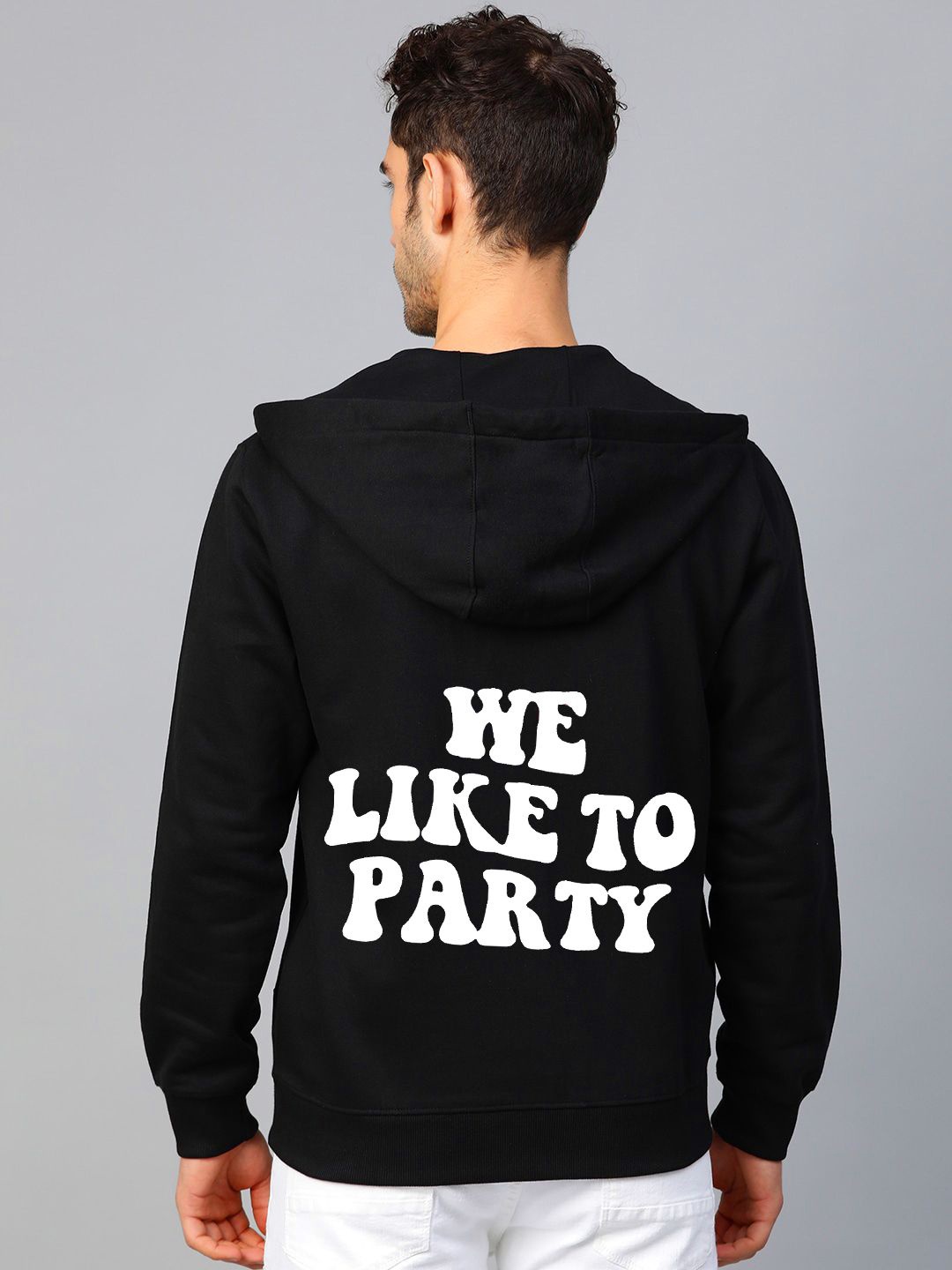 

FALTU.CO Men Printed Hooded Pure Cotton Sweatshirt, Black