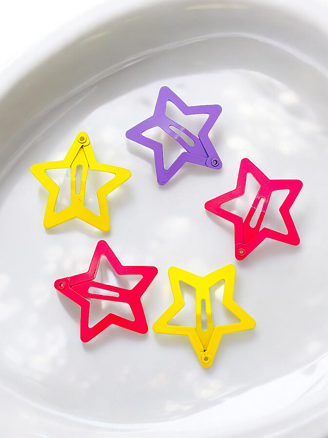 

9blings Girls Set of 5 Star Tic Tac Hair Clips, Red