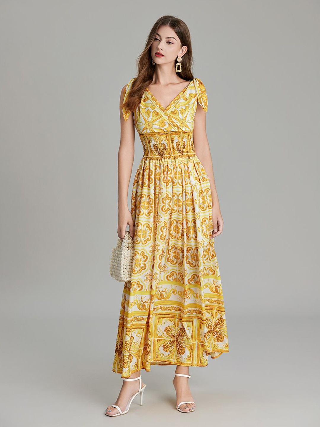 

JC Collection Women Abstract Printed Maxi Dress, Yellow
