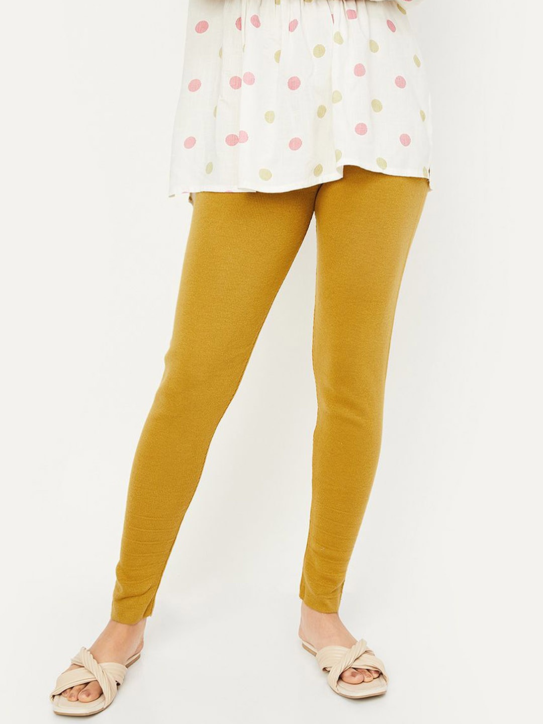 

max Mid-Rise Ankle-Length Leggings, Mustard