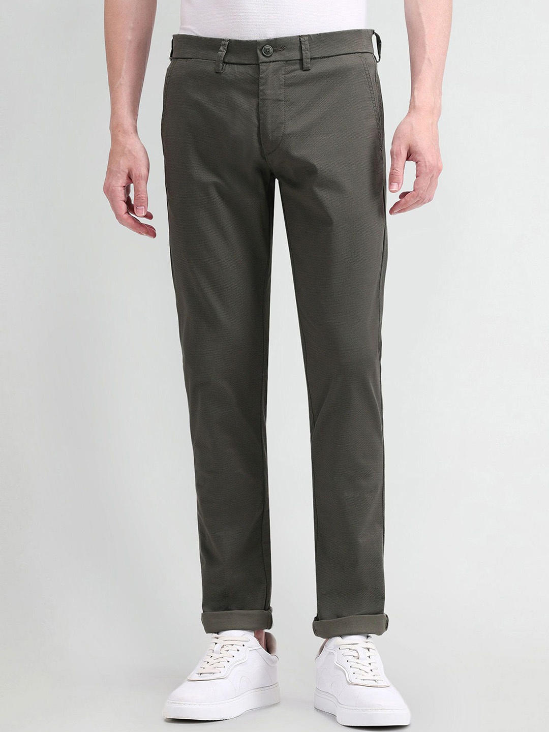 

Arrow Sport Men Urban Slim Slim Fit Trousers, Olive