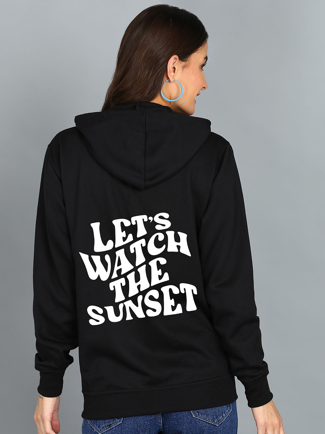 

FALTU.CO Women Typography Printed Hooded Ribbed Cotton Sweatshirt, Black