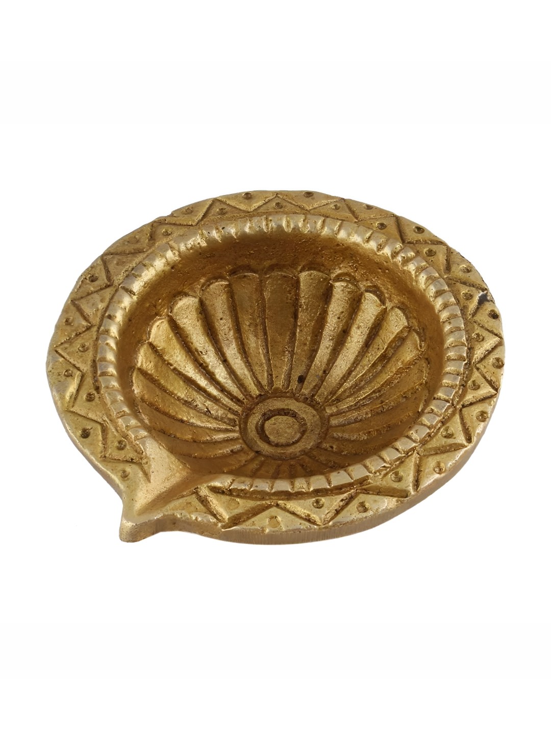 

Indianshelf Gold-Toned Textured Brass Diya Pooja Essentials