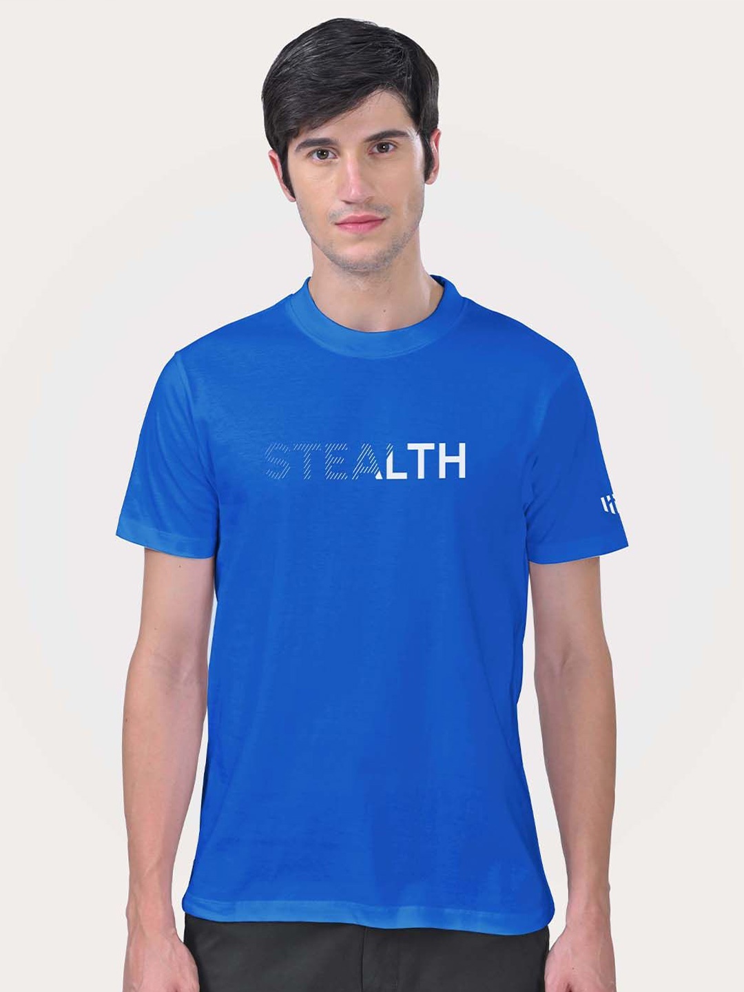 

Aero Armour Unisex Typography Printed Round Neck Cotton T-shirt, Blue