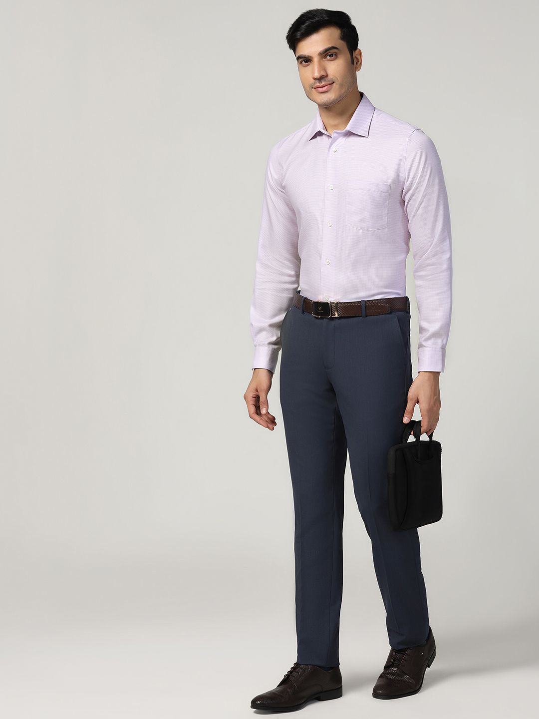 

Blackberrys Men India Spread Collar Textured Cotton Slim Fit Casual Shirt, Lavender