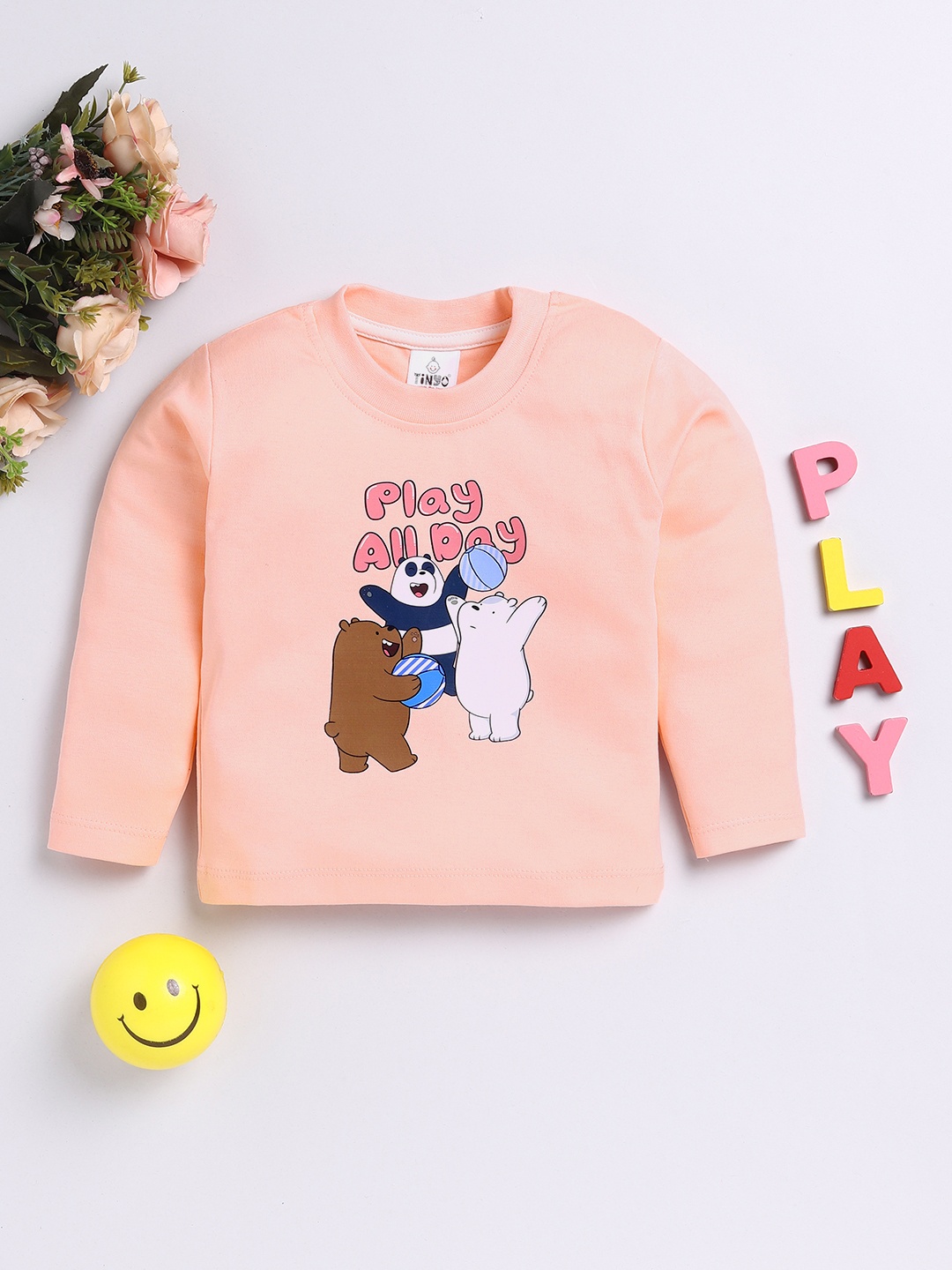 

YK X Tinyo Boys Set of 2 Printed T-shirts, Peach