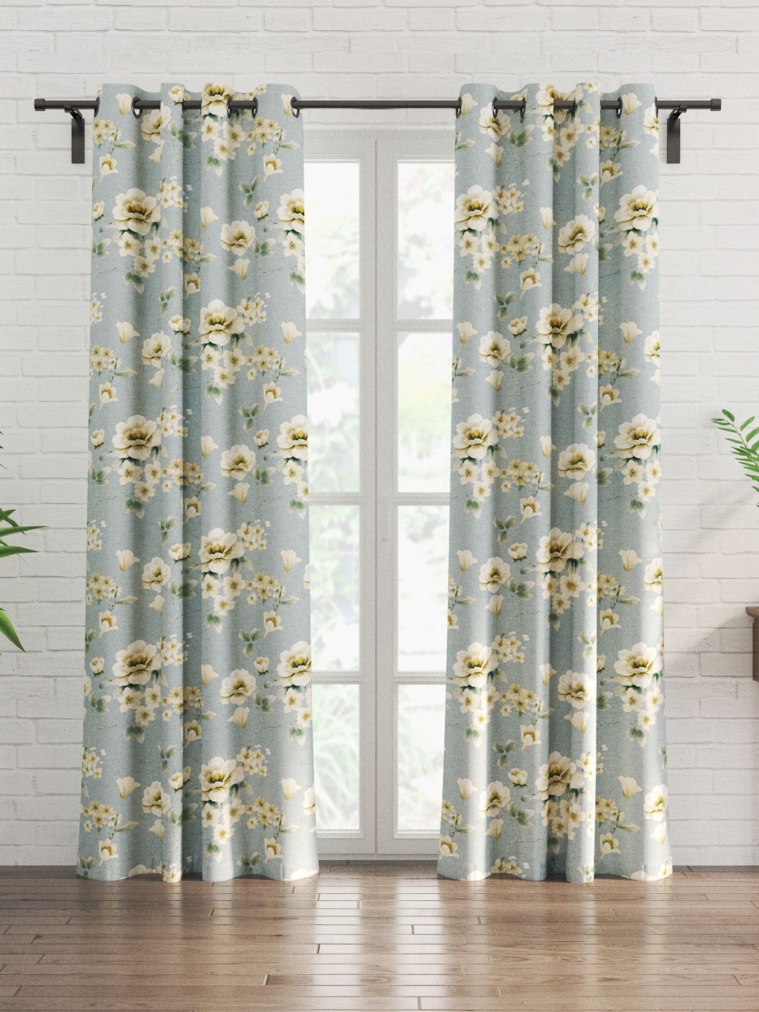 

Home Centre Corsica Florish Blue & White 2 Pieces Floral Printed Door Curtain