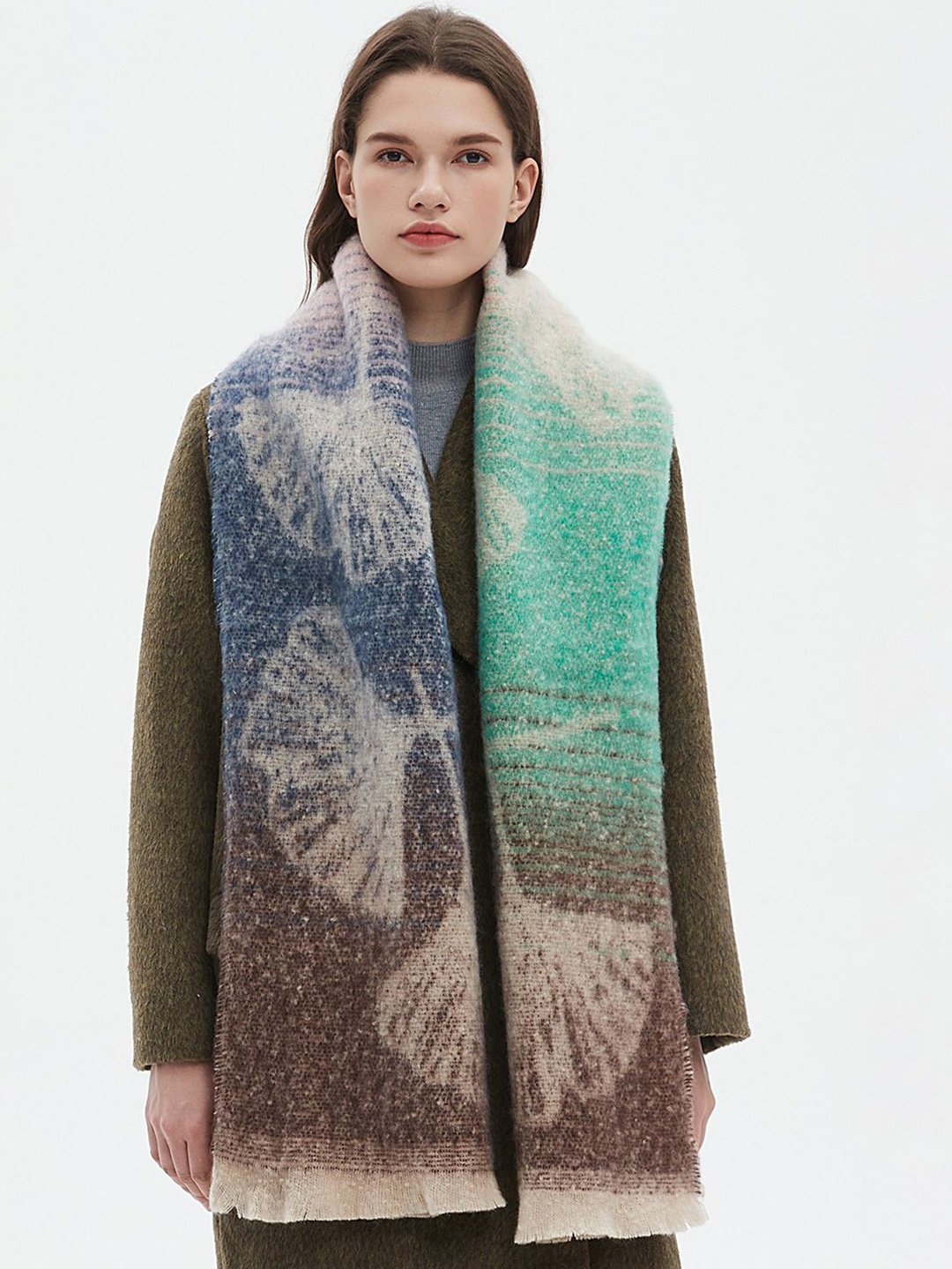 

JC Collection Women Printed Scarf, Coffee brown