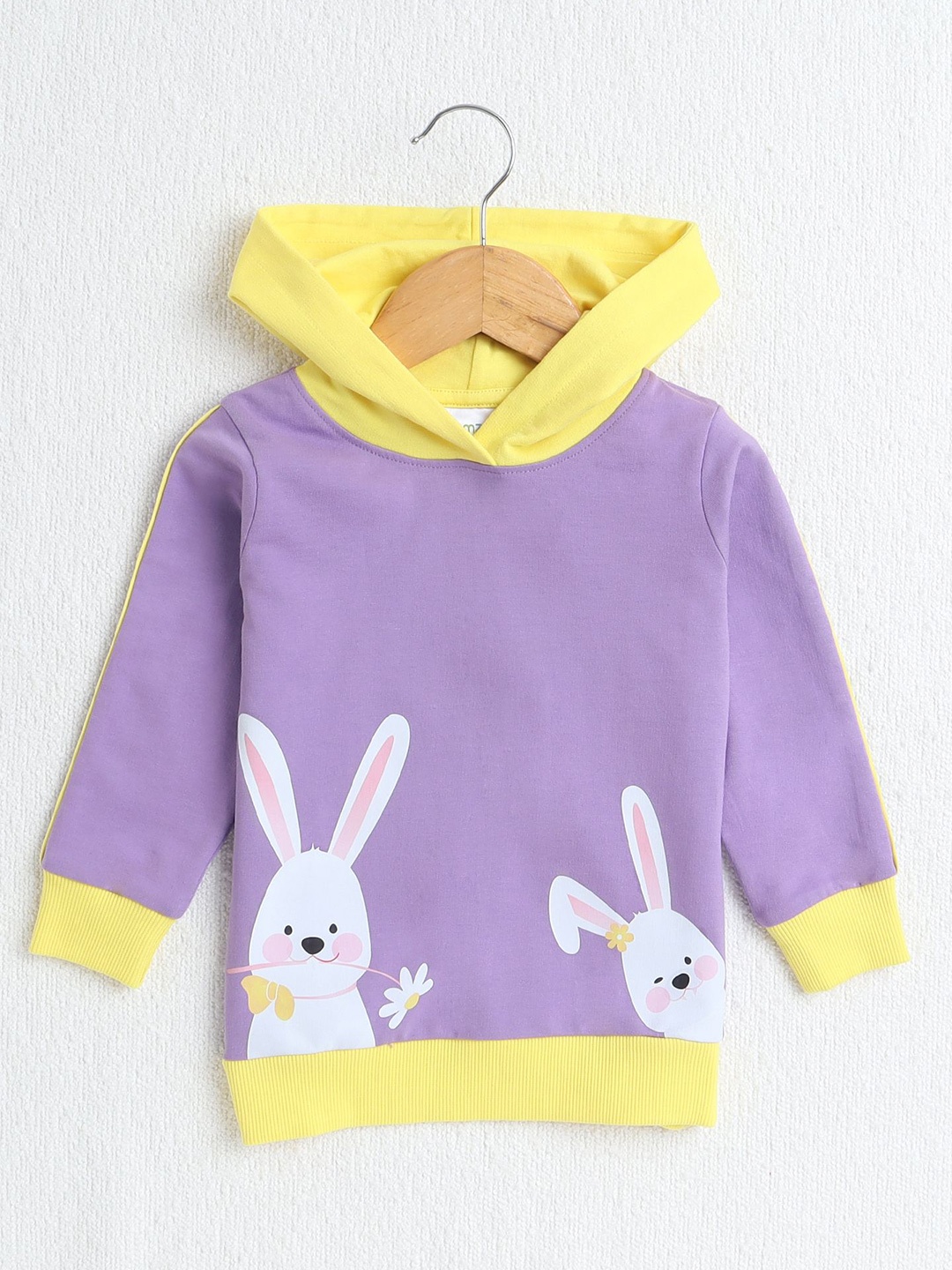 

BUMZEE Girls Animal Graphic Printed Hooded Pullover Cotton Sweatshirt, Lavender