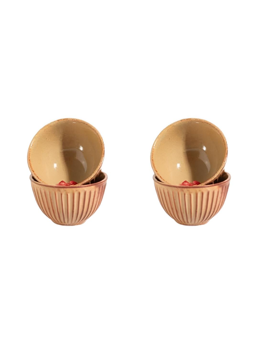 

AMALAFIEE CERAMICS Peach 4 Pieces Textured Ceramic Microwave Safe Serving Bowls