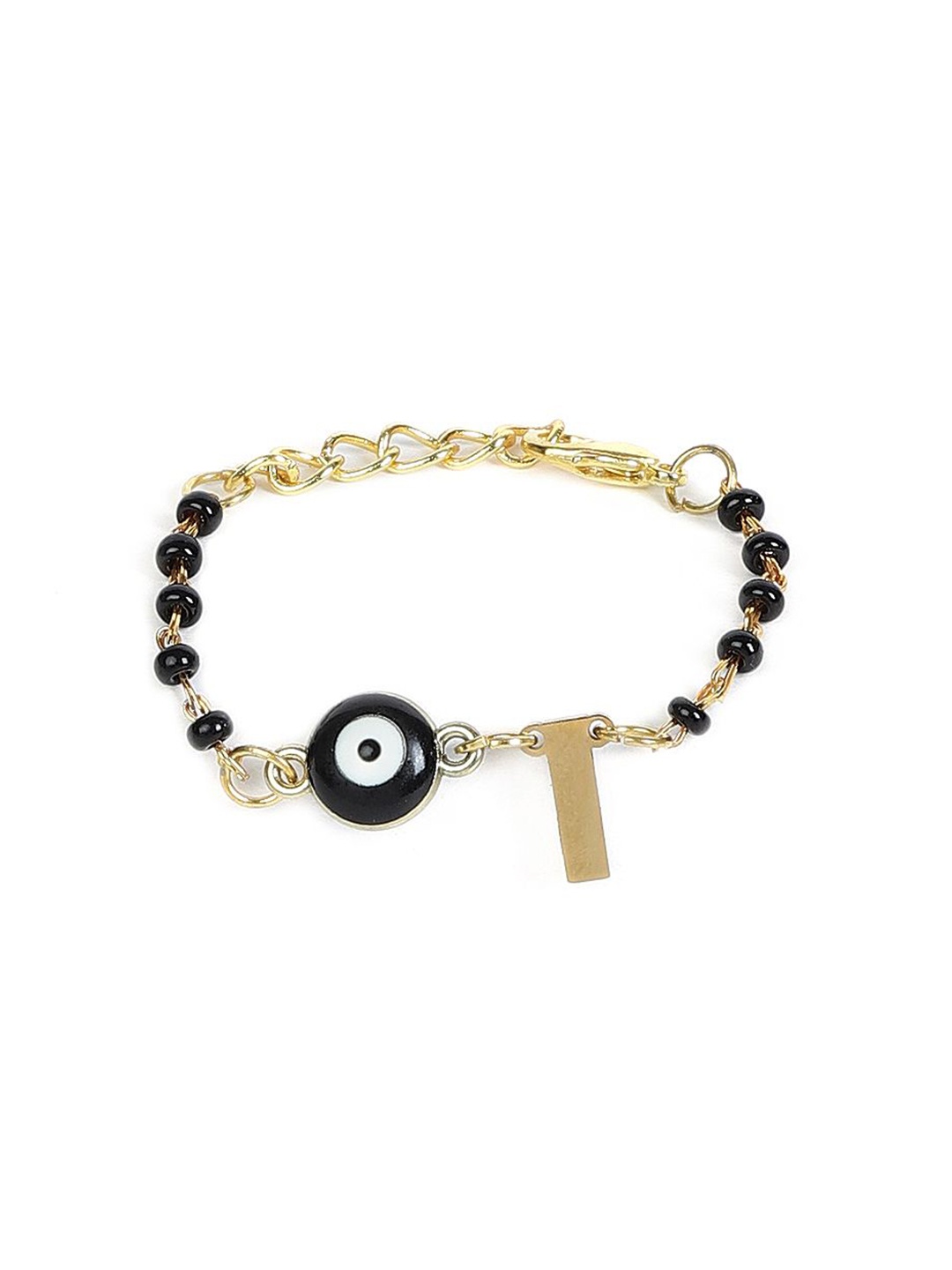 

EL REGALO Kids Evil Eye Artificial Beaded Link Bracelet, Black