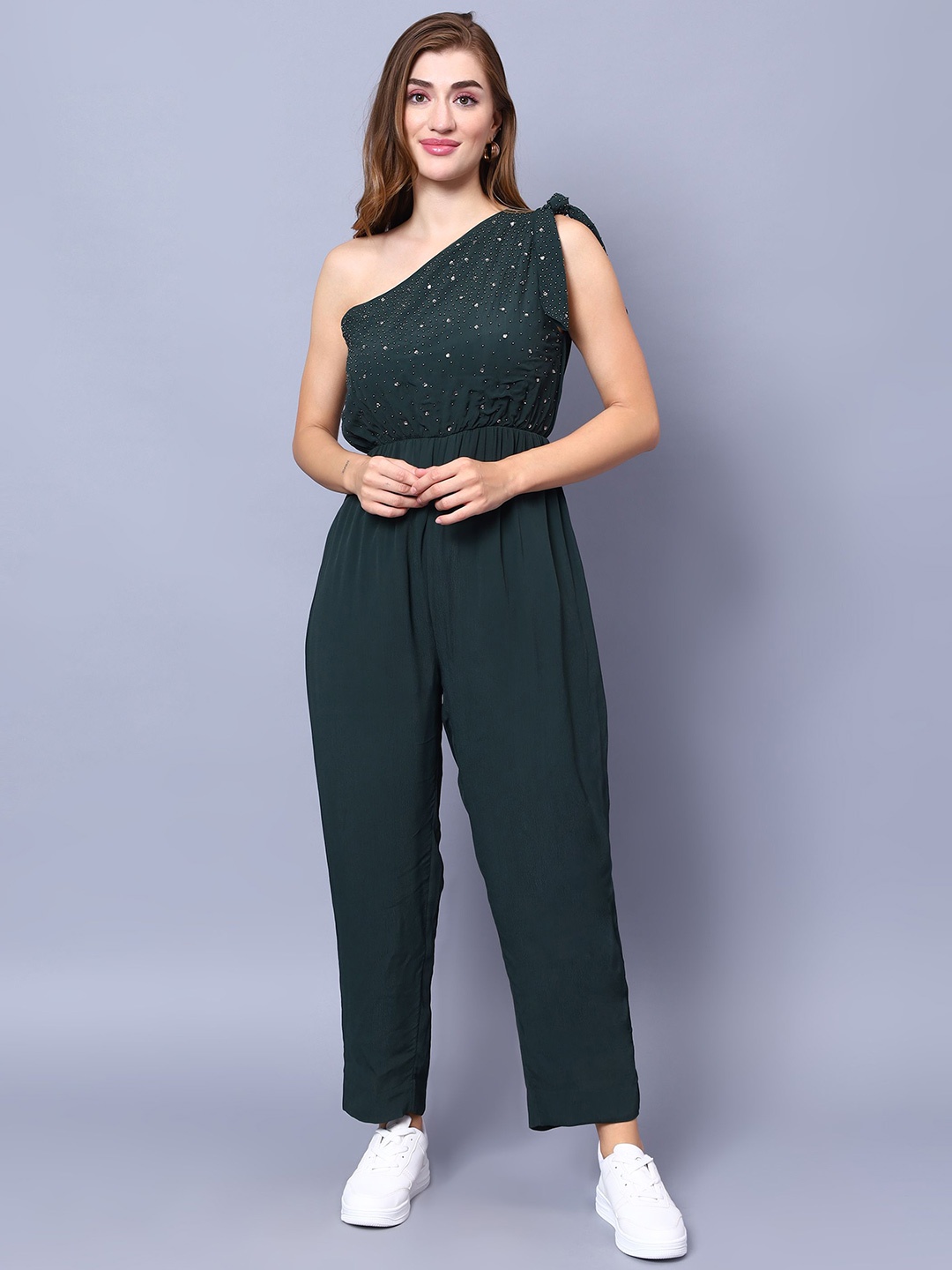 

Amagyaa Women Embellished One Shoulder Jumpsuit, Green