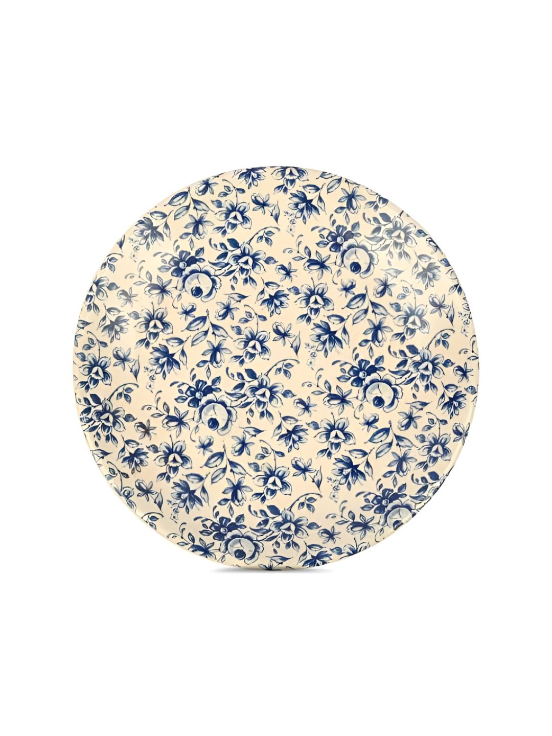 

AMALAFIEE CERAMICS White & Blue Printed Matte Ceramic Microwave Safe Plate