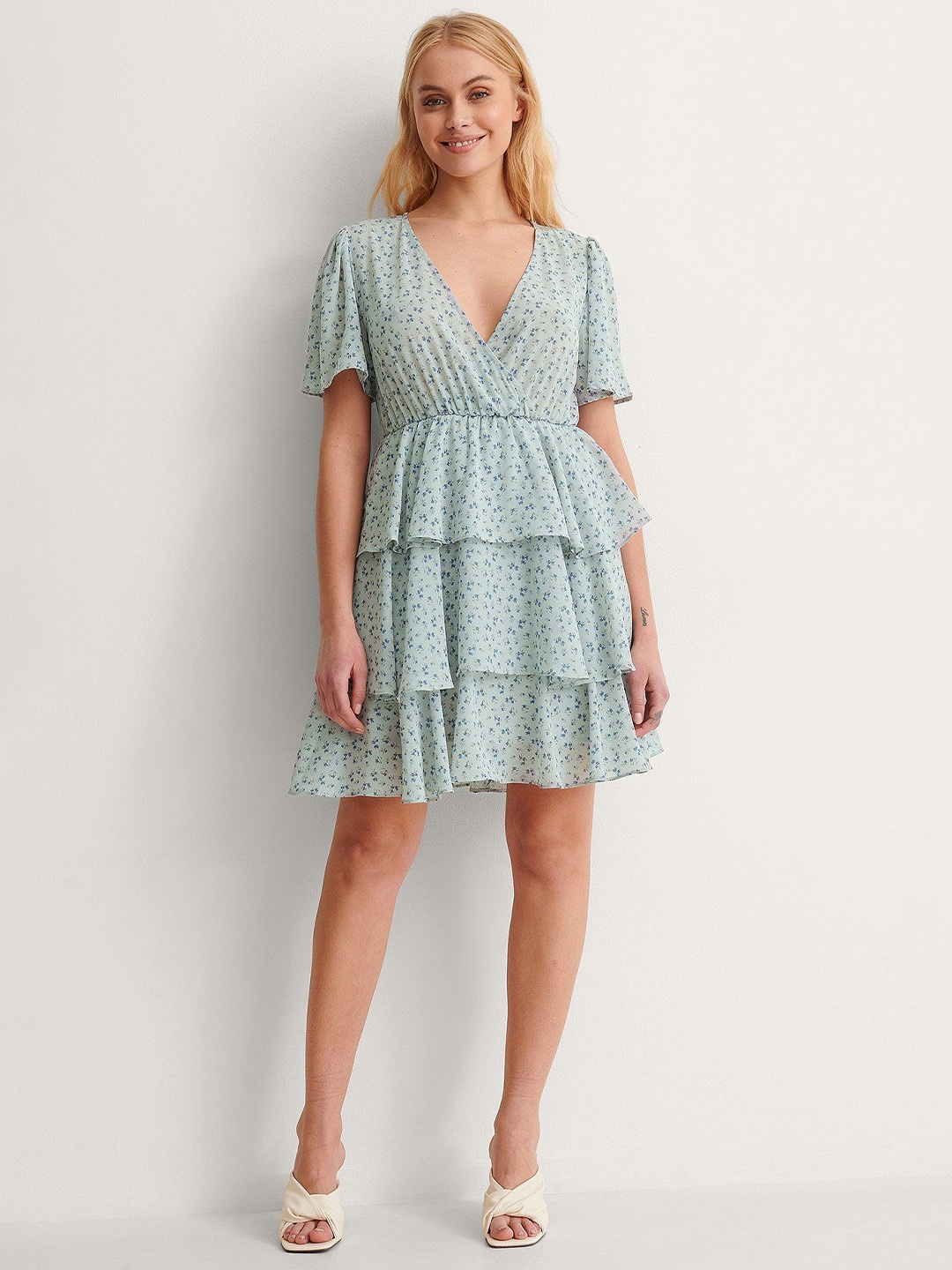

Roadster Georgette Floral Mini A Line Dress, Blue
