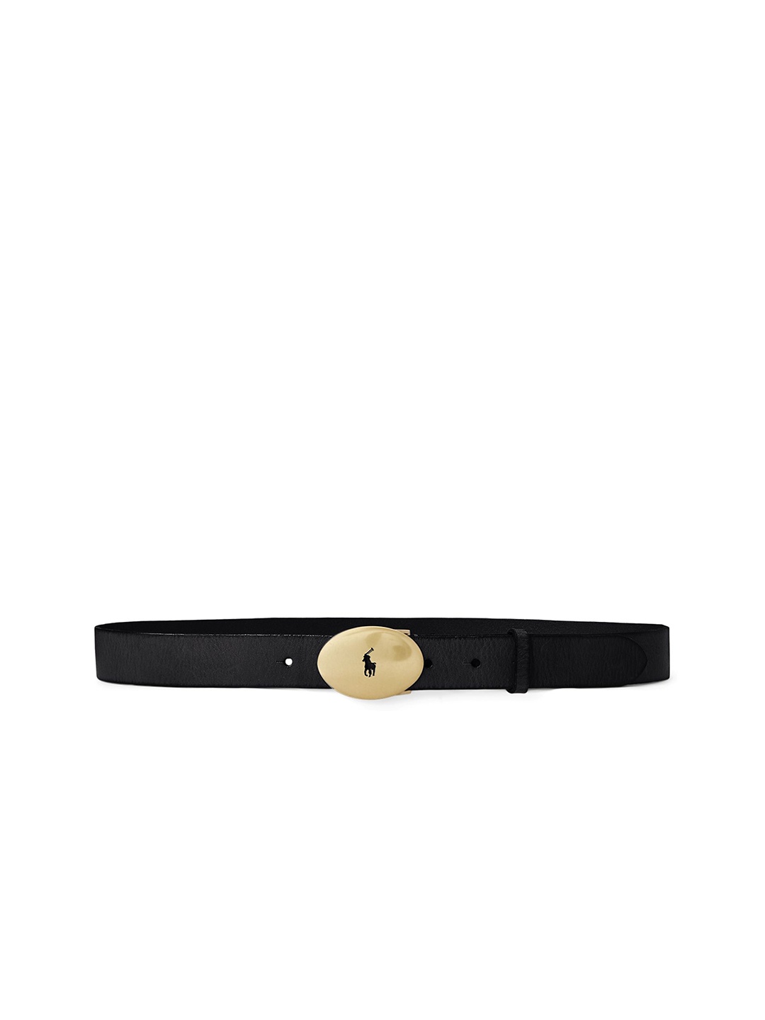 

Polo Ralph Lauren Women Polo ID Oval-Buckle Vachetta Textured Leather Belt, Black