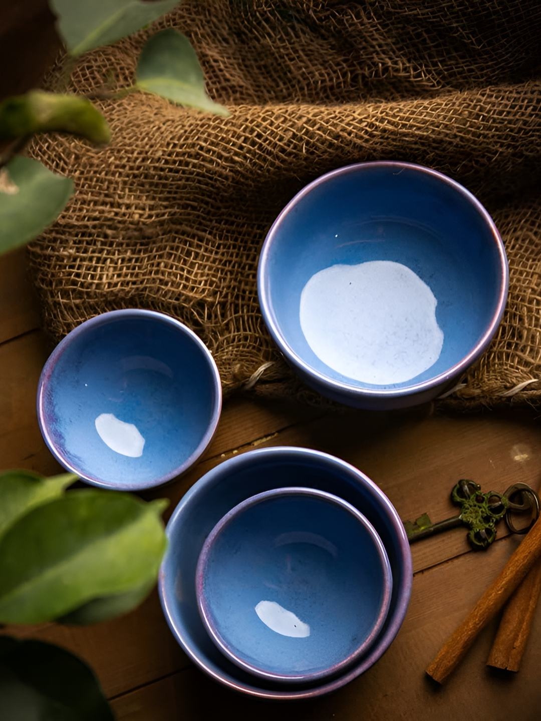 

AMALAFIEE CERAMICS Blue 4 Pieces Ceramic Microwave Safe Serving Bowls