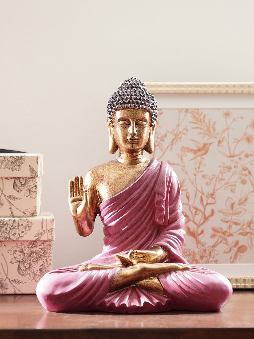 

Pure Home and Living Pink & Gold Toned Buddha Idol Showpiece