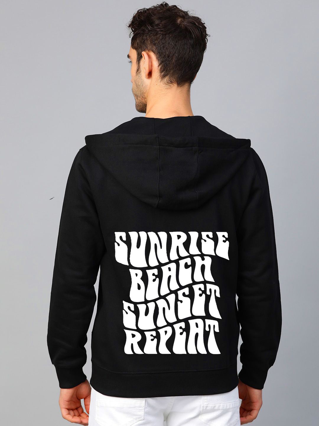 

FALTU.CO Men Typography Printed Hooded Ribbed Cotton Sweatshirt, Black