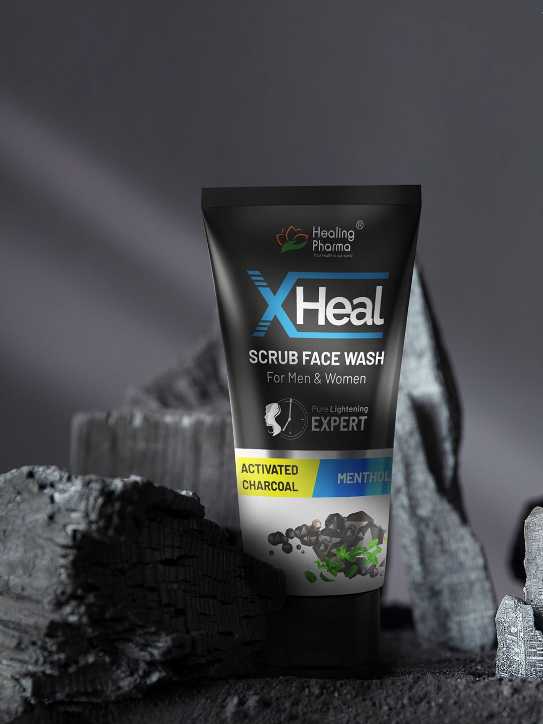 

Healing Pharma Set Of 2 Xheal Activated Charcoal Scrub Face Wash-60g Each, Black