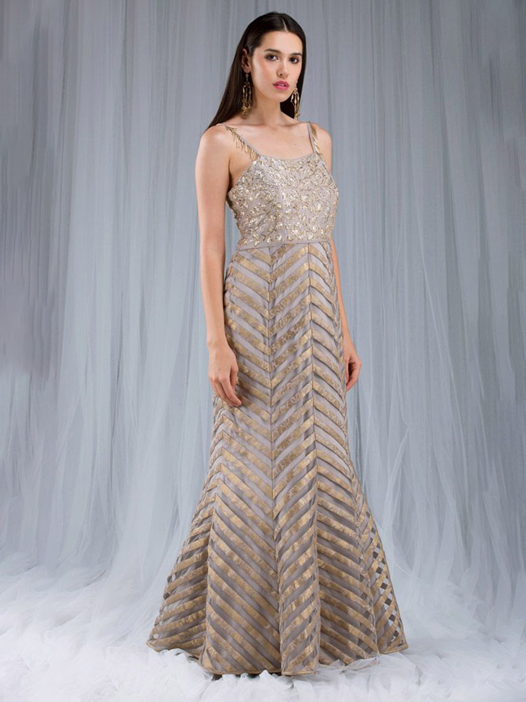 

Payal Singhal Self Design Net Maxi Dress, Grey