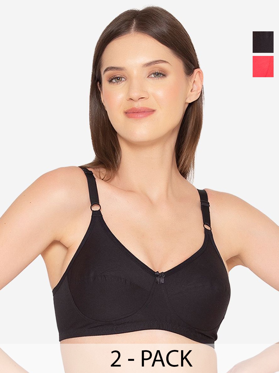 

GROVERSONS Paris Beauty Women Everyday Full Coverage Pack of 2 T-Shirt Bra, Black