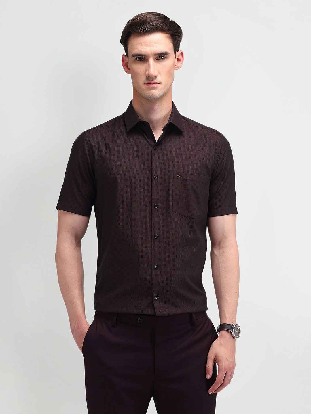 

Arrow Men Classic Spread Collar Solid Cotton Casual Shirt, Red