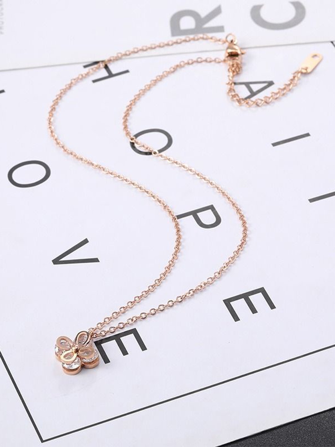 

MYKI Rose Gold-Plated Floral Pendants with Chains