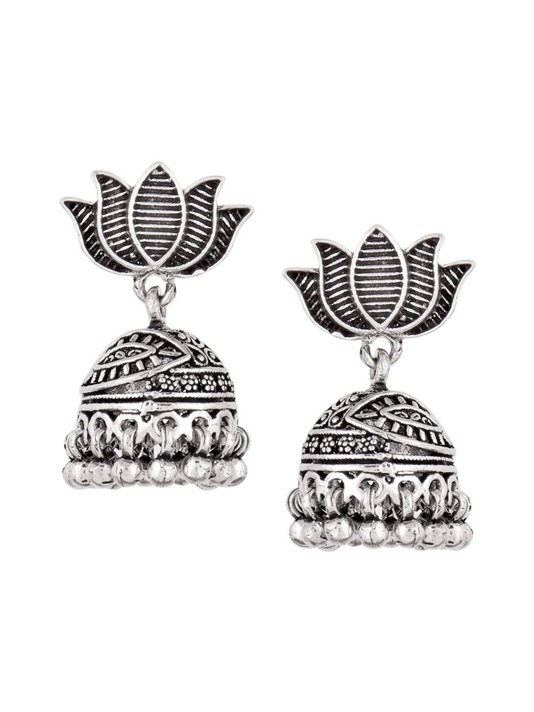 

Indianshelf 92.5 Sterling Silver Contemporary Jhumkas Earrings