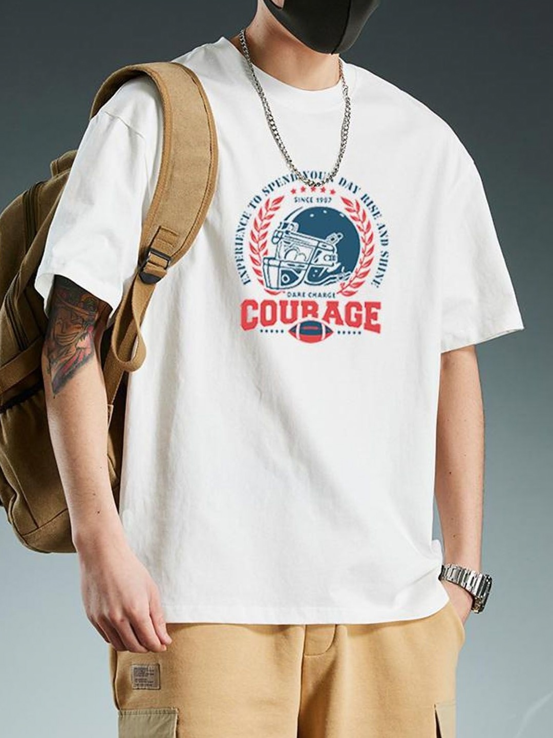

StyleCast Men Printed Round Neck Cotton T-shirt, White