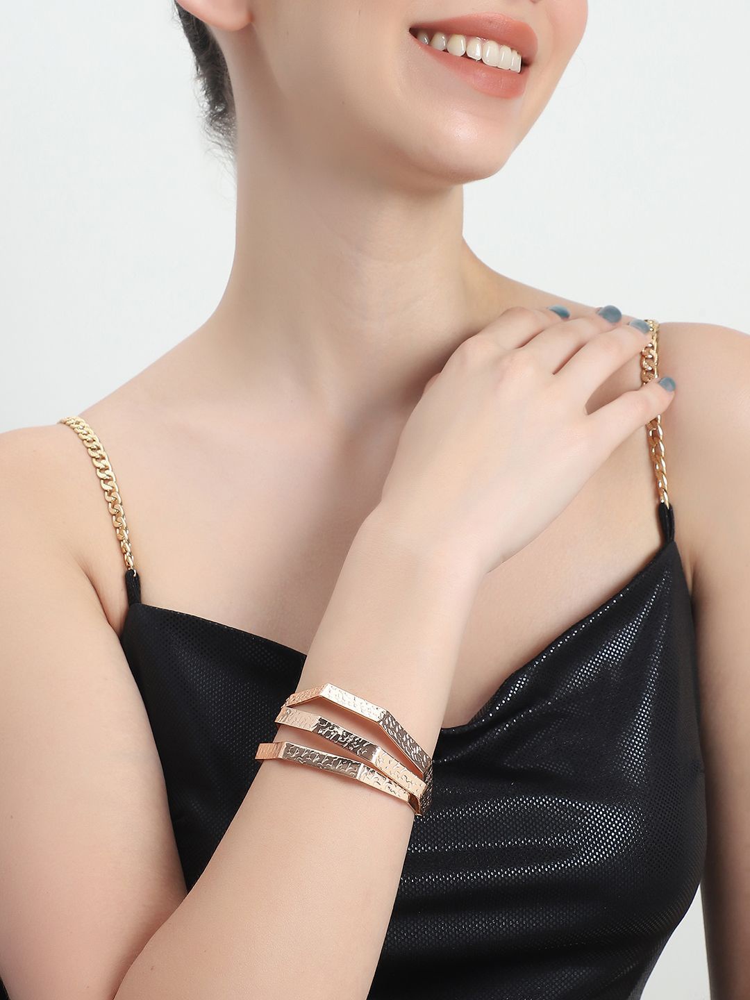 

ELLE Gold Plated Criss Cross Cuff Bracelet