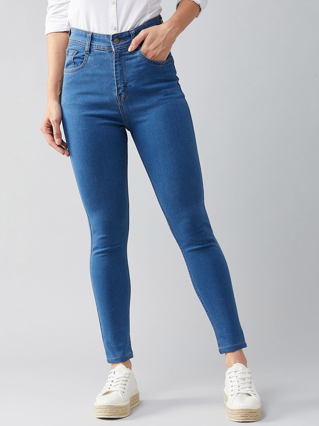 

DOLCE CRUDO Women Skinny Fit High-Rise Stretchable Jeans, Blue