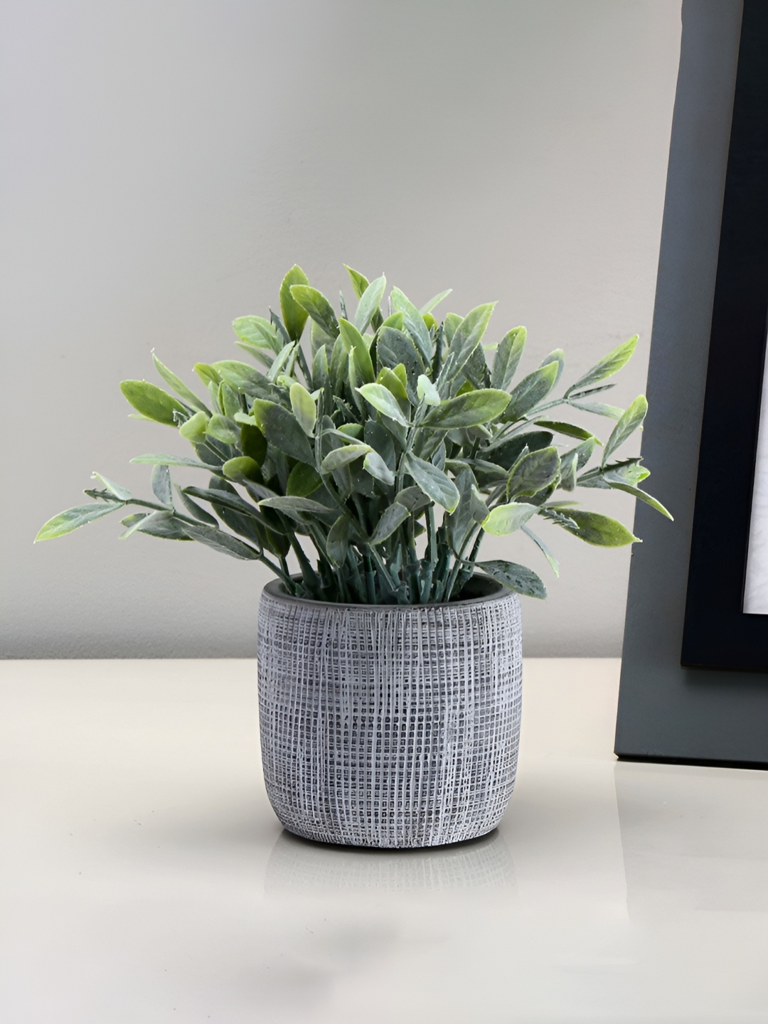 

Athome by Nilkamal Green & Grey Bubble Grass Artificial Plant With Pot