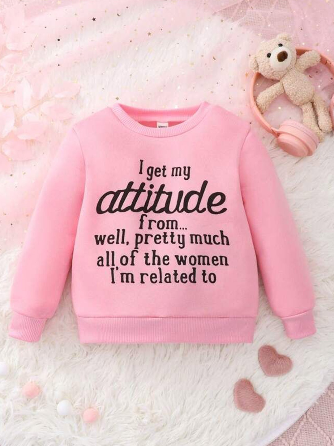 

TABADTOD Unisex Kids Typography Printed Dry Fit Round Neck Sweatshirt, Pink