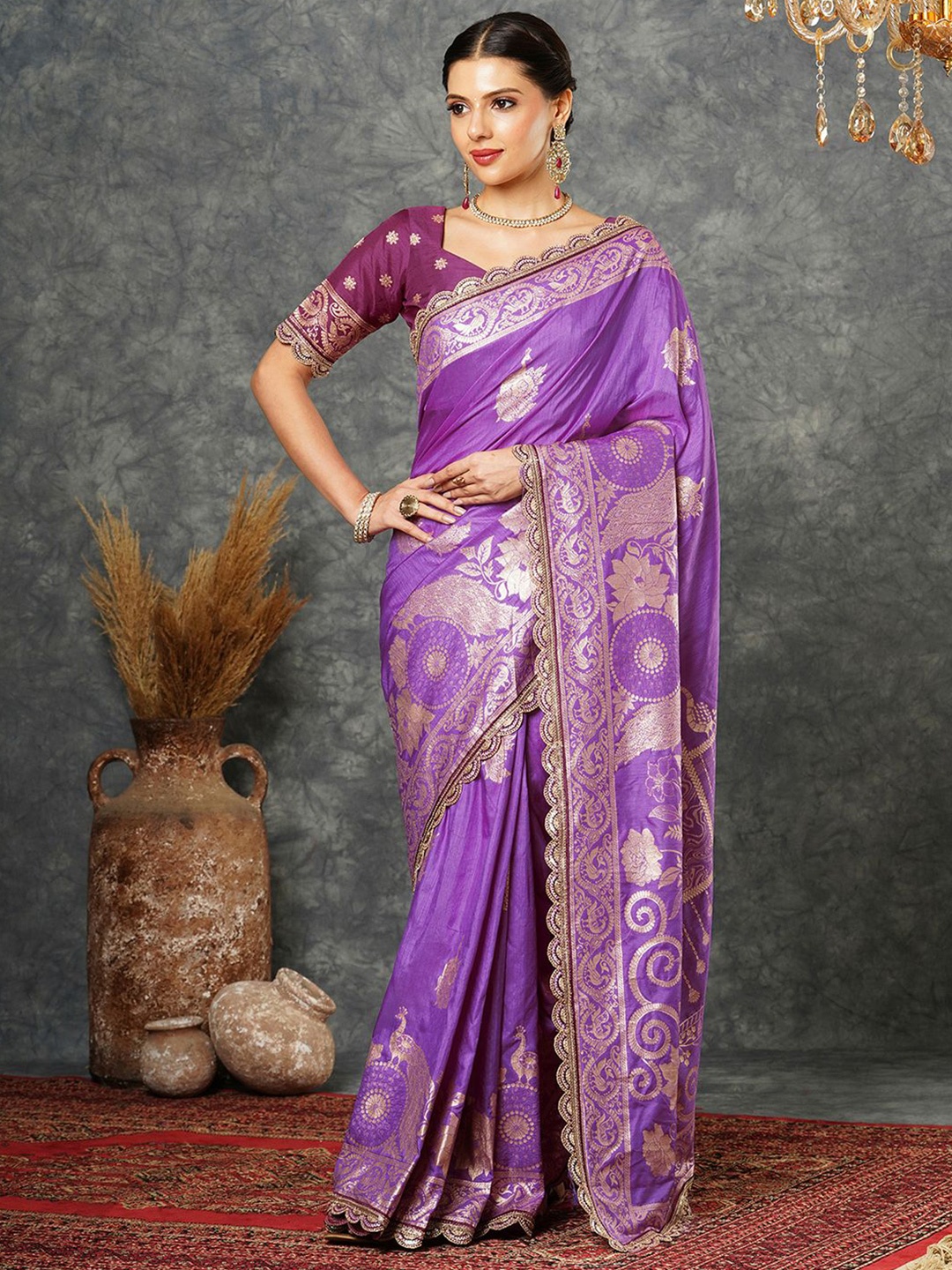 

Satrani Woven Design Pure Silk Banarasi Saree, Purple