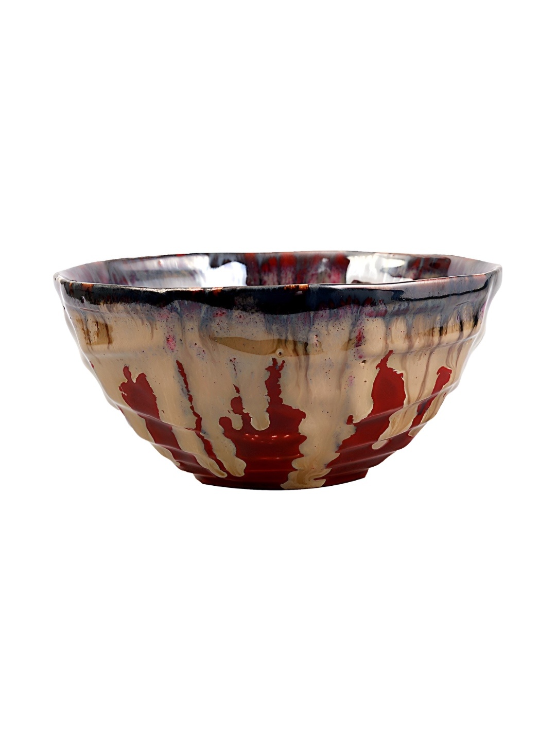 

AMALAFIEE CERAMICS Red & Beige 2 Pieces Printed Ceramic Microwave Safe Serving Bowls 500ml