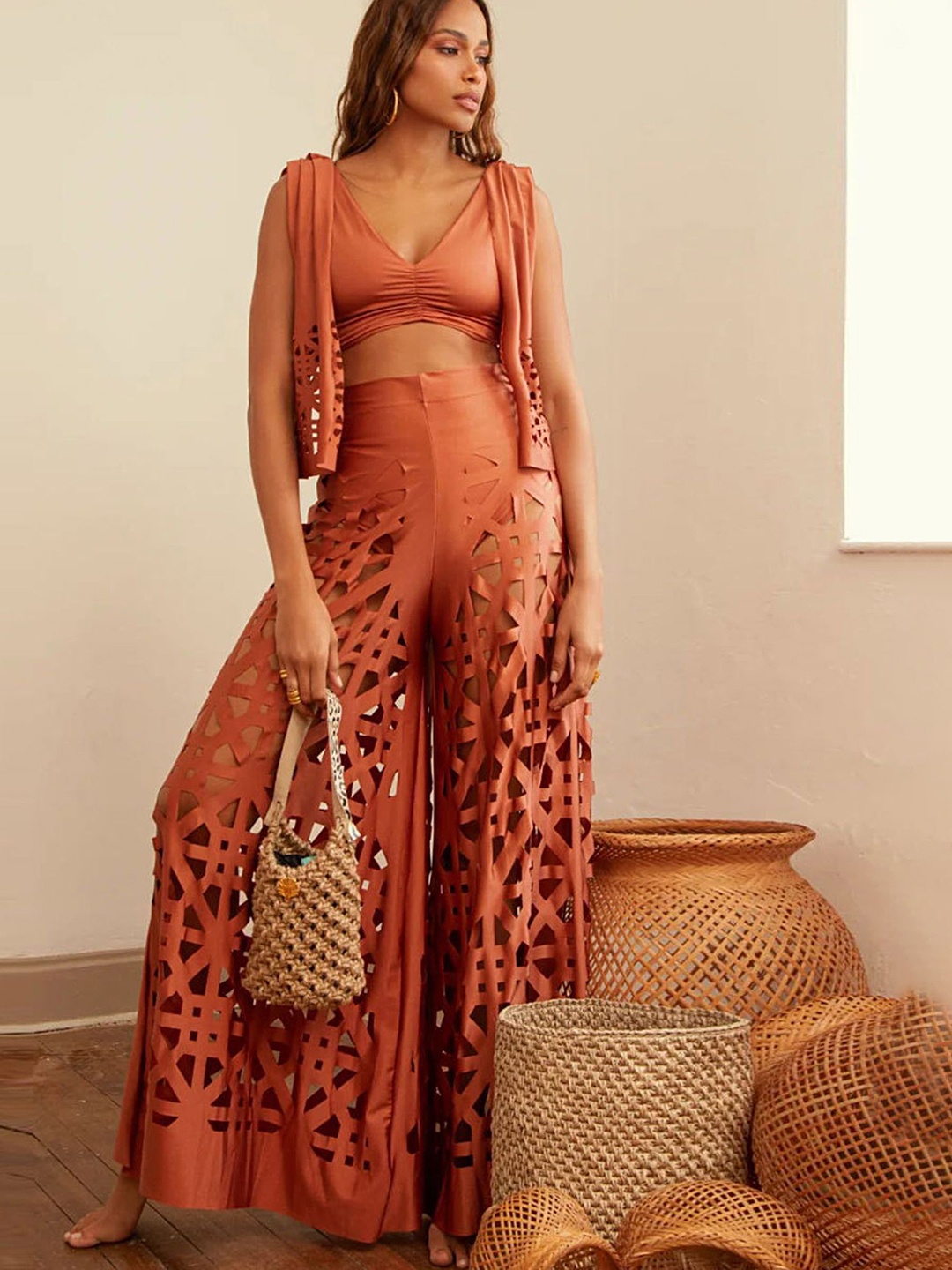 

LULU & SKY Sleeveless Swim Cover Up Set, Orange