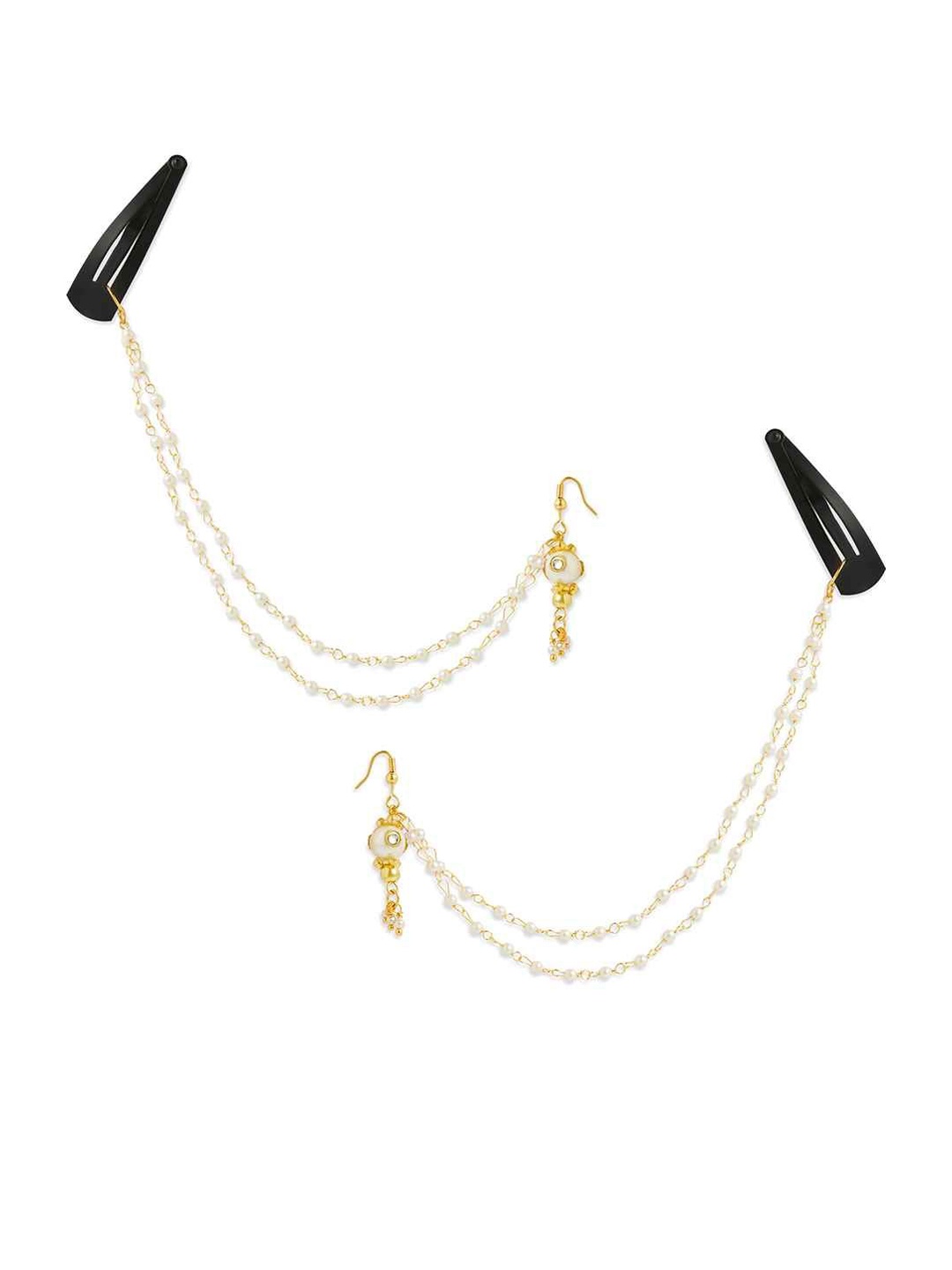 

RIBBON CANDY Classic Artificial Beaded Ear Cuffs With Pins, White