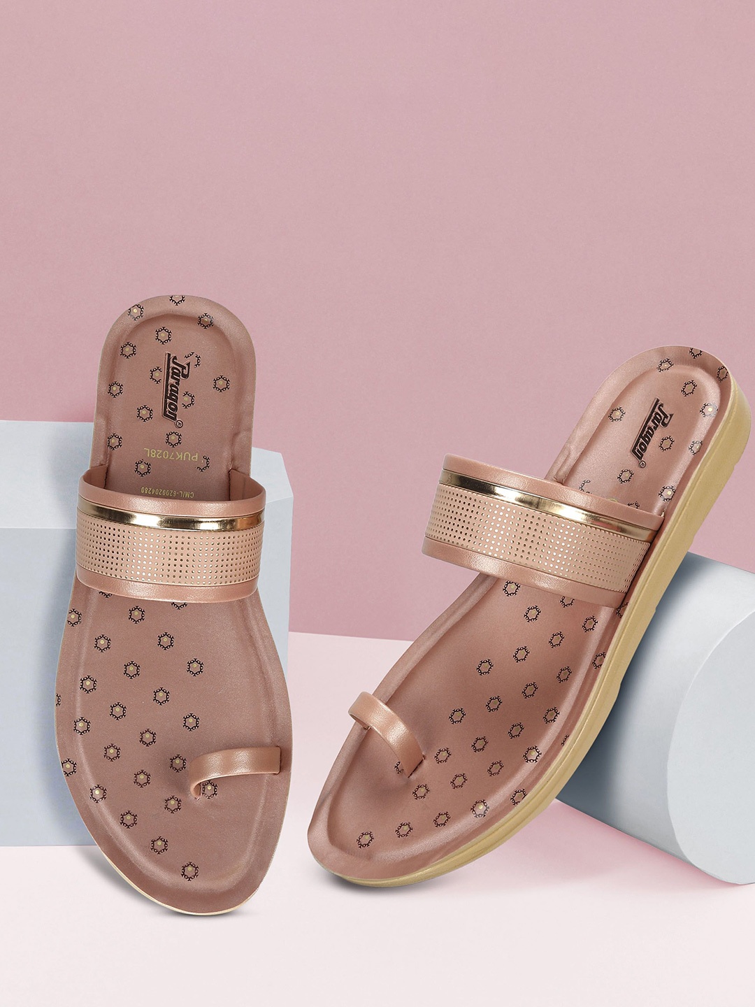 

Paragon Printed One Toe Flats, Peach