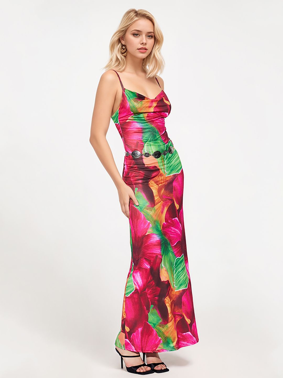 

JC Mode Tropical Print Maxi Dress, Multi