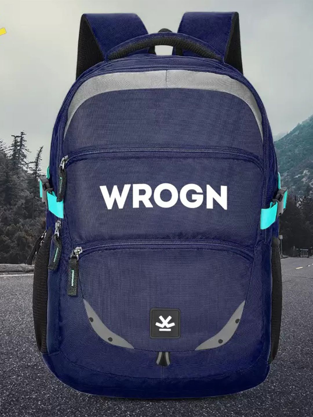 

WROGN Unisex Typography Backpack with Reflective Strip, Navy blue