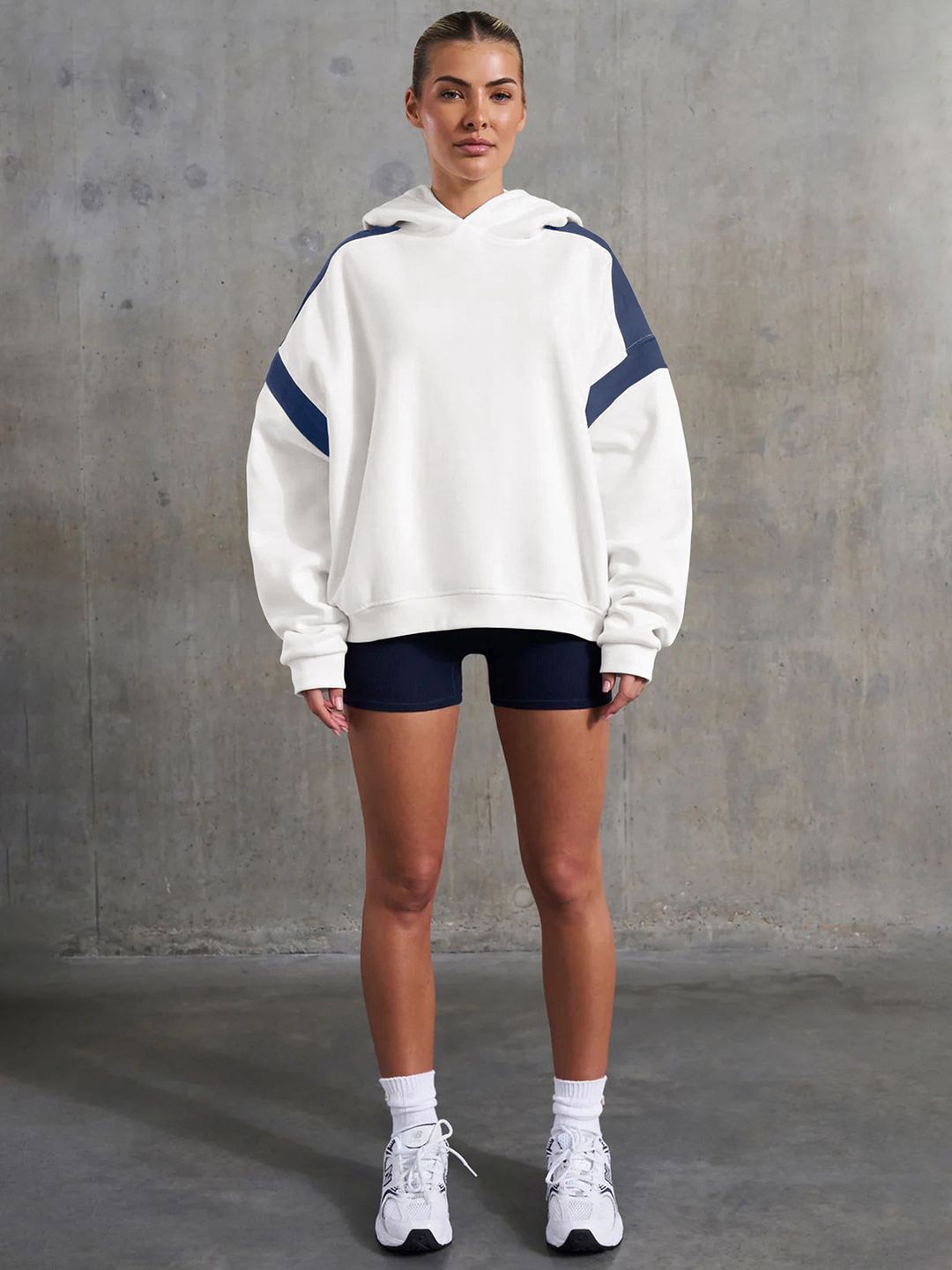 

JC Mode Women Solid Hooded Crop Sweatshirt, Off white