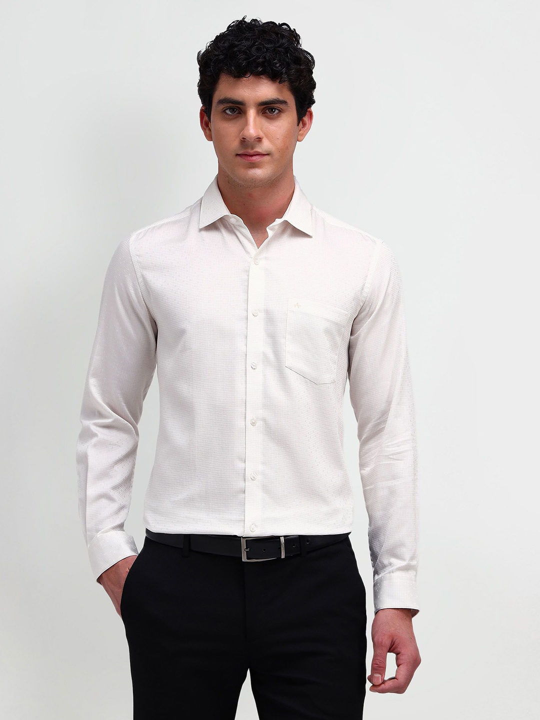 

Arrow Men Modern Spread Collar Solid Cotton Slim Fit Formal Shirt, White