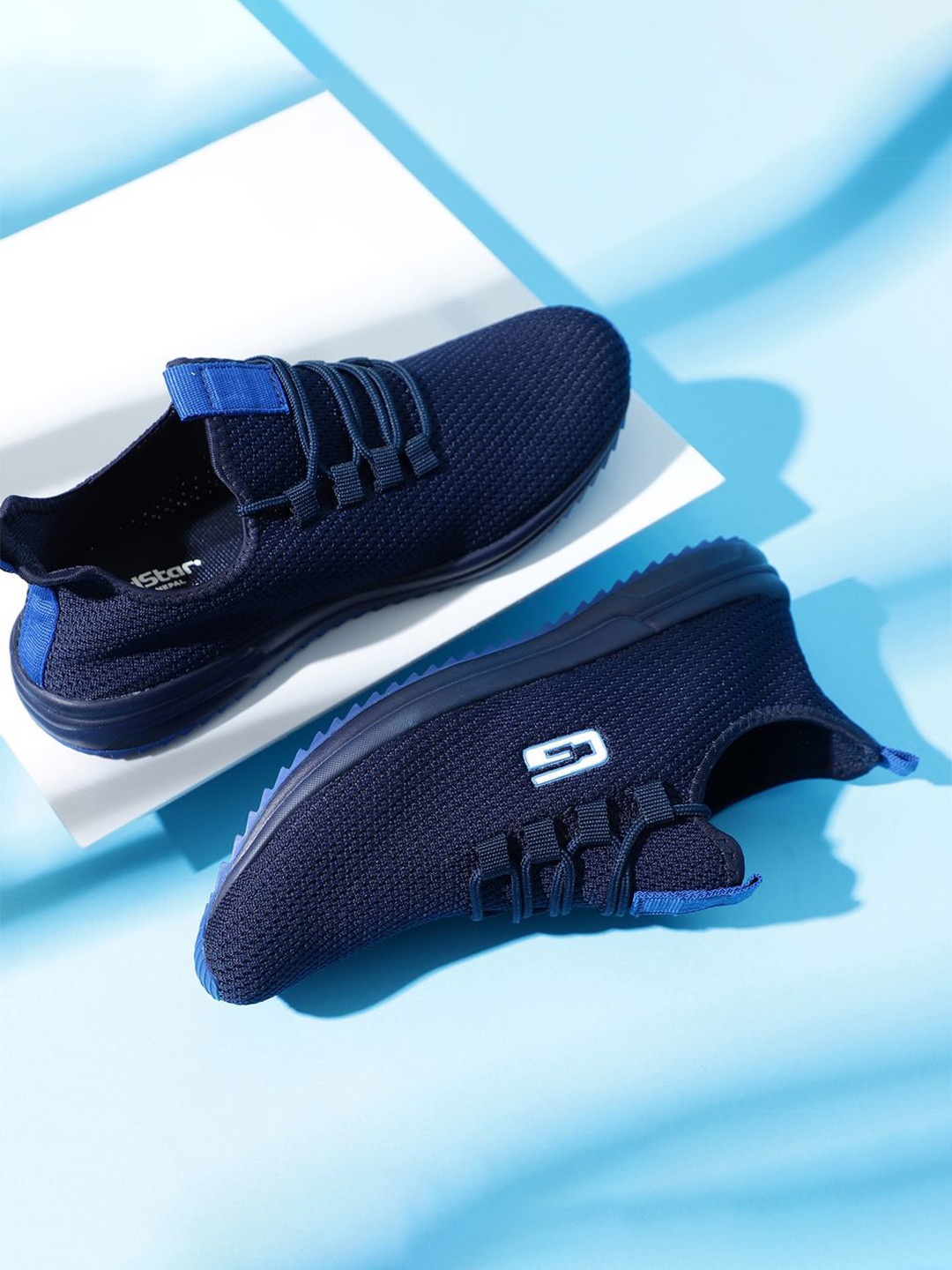 

Goldstar Men Mesh Lace-Ups Running Non-Marking Shoes, Navy blue
